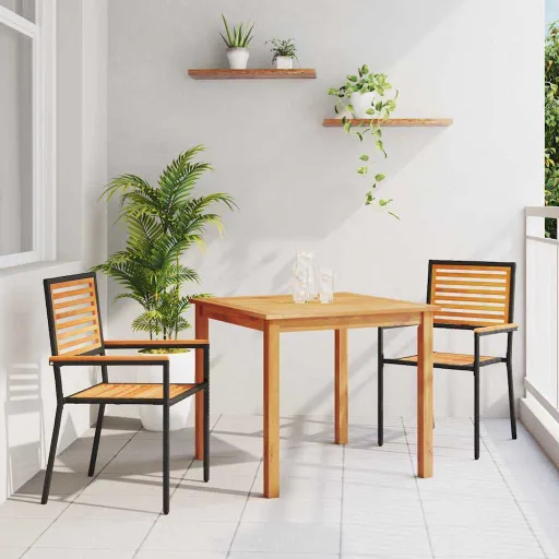 Conjunto de Jantar para Jardim   Preto (3 pcs)