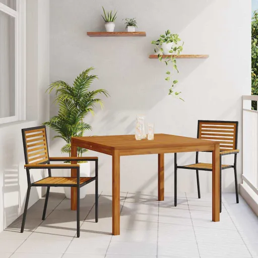 Conjunto de Jantar para Jardim   Preto (3 pcs)