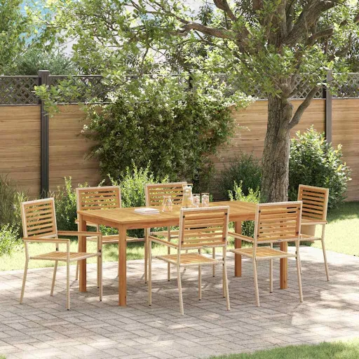 Conjunto de Jantar para Jardim   Bege (7 pcs)