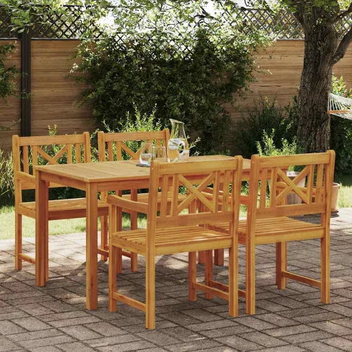 Conjunto de Jantar para Jardim   Castanho (5 pcs)