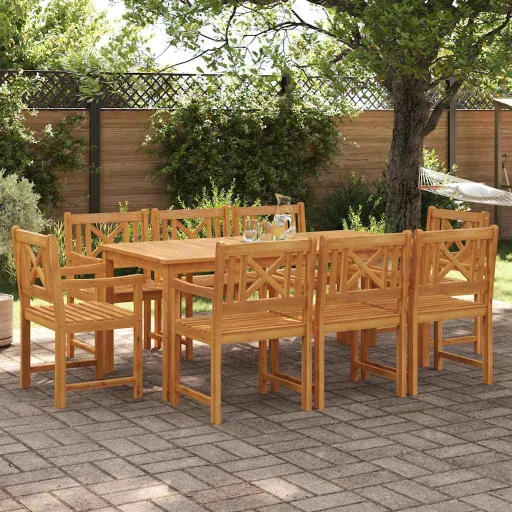 Conjunto de Jantar para Jardim   Castanho (9 pcs)
