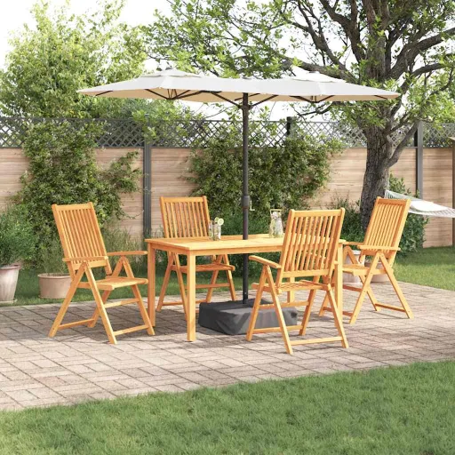 Conjunto de Jantar para Jardim Dobrável   Castanho (5 pcs)