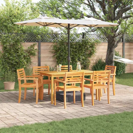 Conjunto de Jantar para Jardim   Castanho (7 pcs)