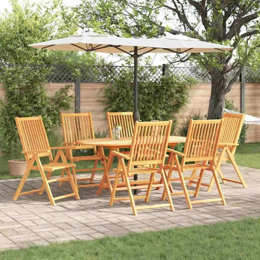 Conjunto de Jantar para Jardim   Castanho (7 pcs)