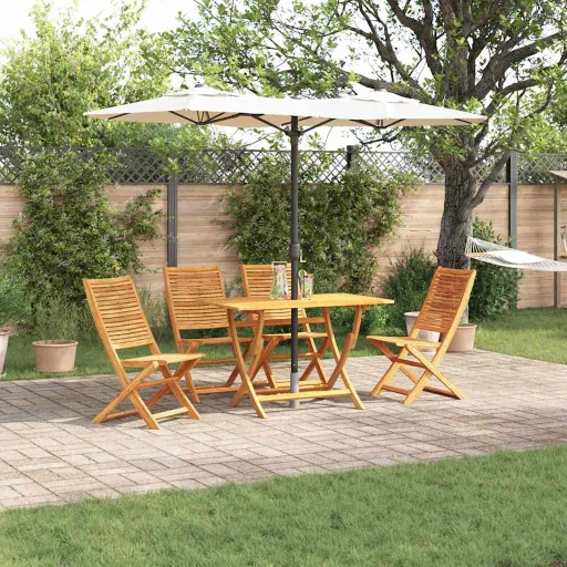 Conjunto de Jantar para Jardim   Castanho (5 pcs)
