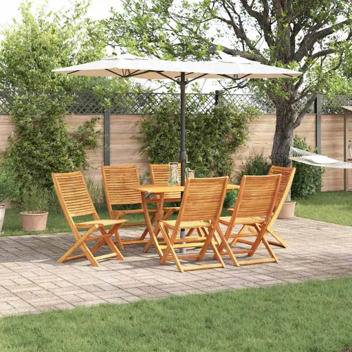Conjunto de Jantar para Jardim   Castanho (7 pcs)