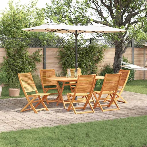 Conjunto de Jantar para Jardim   Castanho (7 pcs)