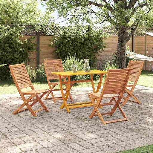 Conjunto de Jantar para Jardim com Almofada   Castanho (5 pcs)