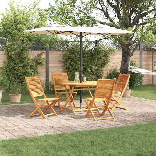 Conjunto de Jantar para Jardim   Castanho (5 pcs)