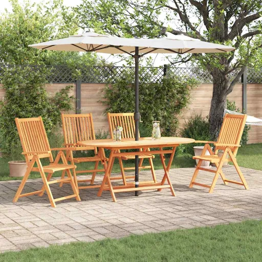Conjunto de Jantar para Jardim   Castanho (5 pcs)