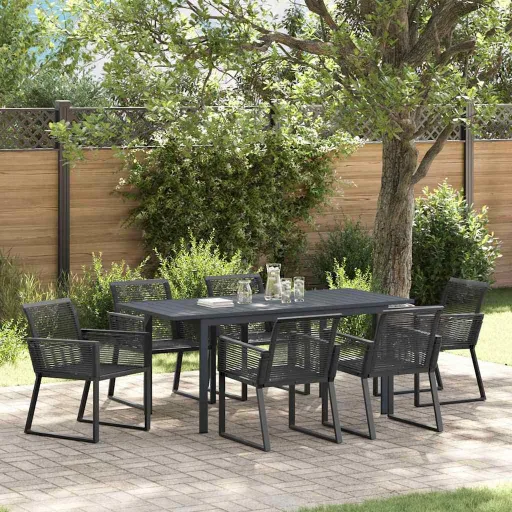 Conjunto de Jantar para Jardim   Preto Vime PE (7 pcs)
