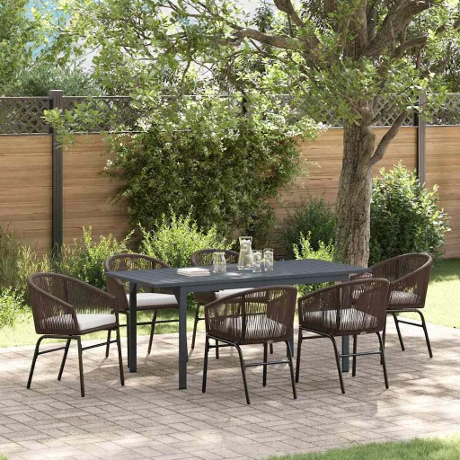 Conjunto de Jantar para Jardim   Castanho Vime PE (7 pcs)