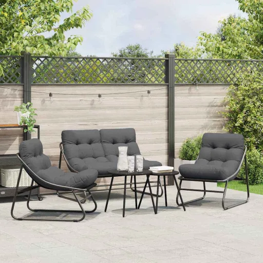 Conjunto de Jantar para Jardim   Preto Aço (5 pcs)