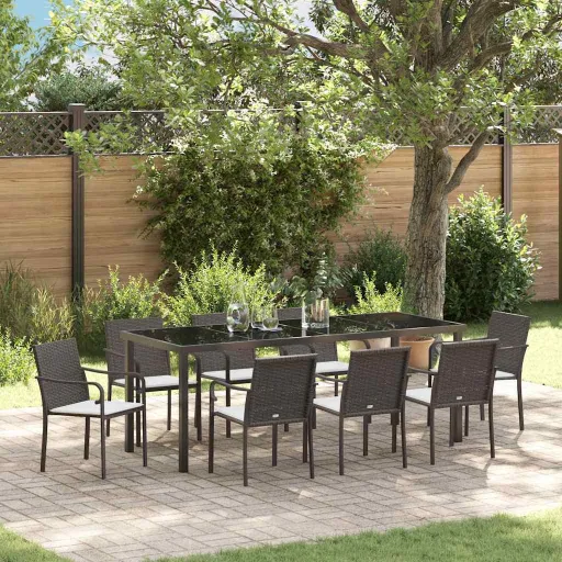 Conjunto de Jantar para Jardim   Castanho Rattan Sintético (9 pcs)