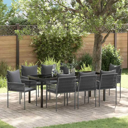 Conjunto de Jantar para Jardim   Preto Rattan Sintético (9 pcs)