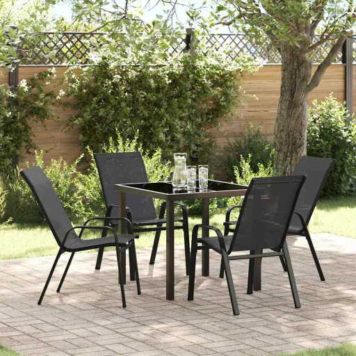 Conjunto de Jantar para Jardim   Preto (5 pcs)