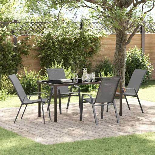 Conjunto de Jantar para Jardim   Cinzeto Textileno e Aço (5 pcs)