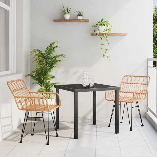 Conjunto de Jantar para Jardim   Castanho (3 pcs)