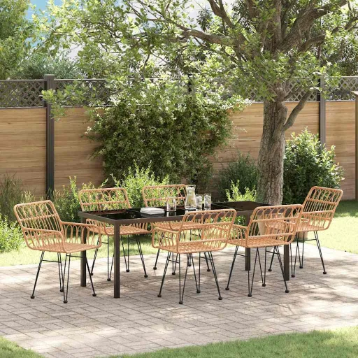 Conjunto de Jantar para Jardim   Castanho (7 pcs)