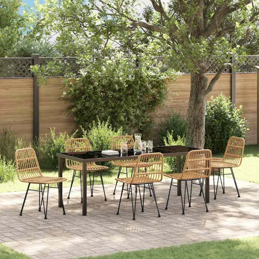 Conjunto de Jantar para Jardim   Castanho (7 pcs)