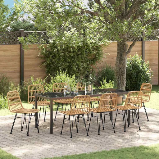 Conjunto de Jantar para Jardim   Castanho (9 pcs)