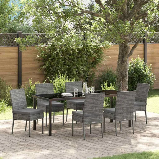 Conjunto de Jantar para Jardim   Cinzeto Aço Revestido a pó (7 pcs)