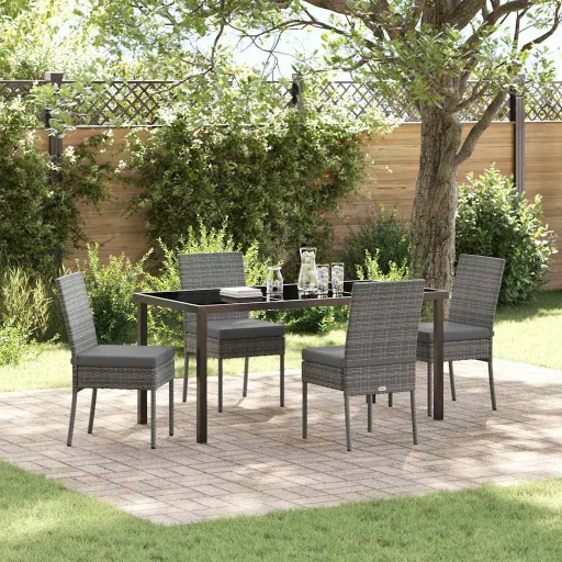 Conjunto de Jantar Jardim 5 Peças Cinza Ratan Polilíca