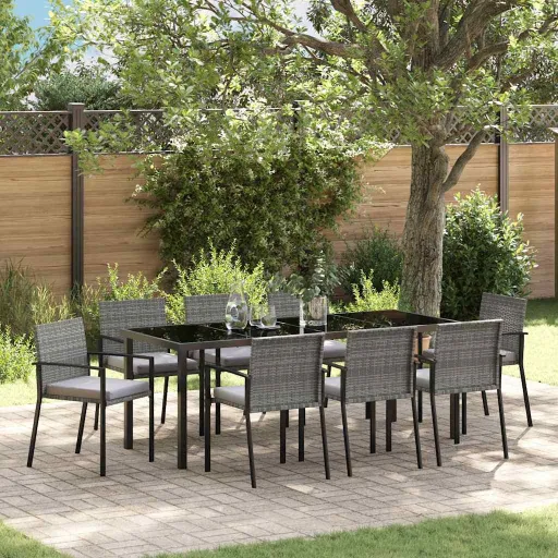 Conjunto de Jantar para Jardim   Cinzeto Aço Revestido a pó (9 pcs)