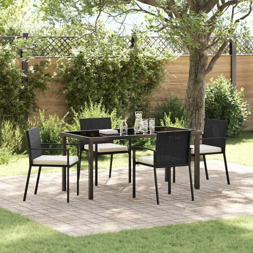 Conjunto de Jantar para Jardim 5 Peças em Rattan Sintético Preto