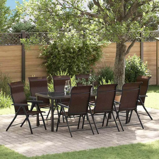 Conjunto de Jantar para Jardim   Castanho Rattan Sintético (9 pcs)
