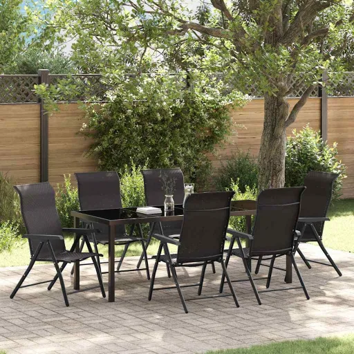 Conjunto de Jantar para Jardim   Preto Café (7 pcs)