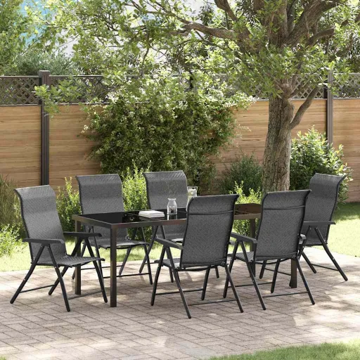 Conjunto de Jantar para Jardim   Cinzeto Rattan Sintético (7 pcs)