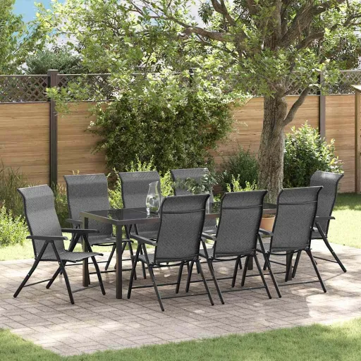 Conjunto de Jantar para Jardim   Cinzeto Aço Revestido a pó (9 pcs)
