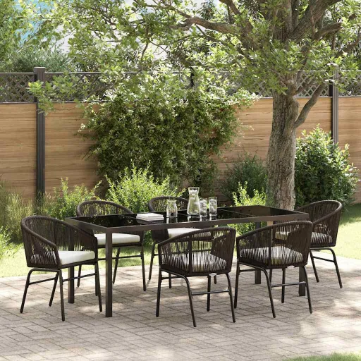 Conjunto de Jantar para Jardim   Castanho (7 pcs)