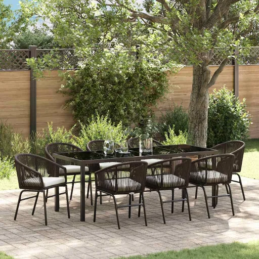 Conjunto de Jantar para Jardim   Castanho (9 pcs)