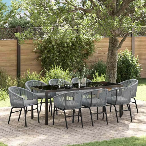 Conjunto de Jantar para Jardim   Antracite (9 pcs)
