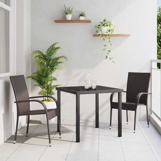 Conjunto de Jantar para Jardim   Castanho (3 pcs)