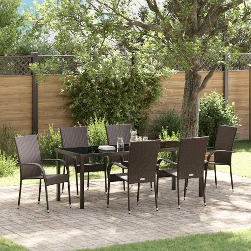 Conjunto de Jantar para Jardim   Castanho (7 pcs)