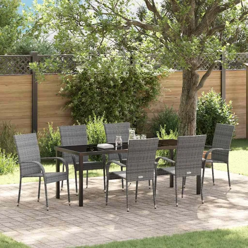 Conjunto de Jantar para Jardim   Cinzeto Aço Revestido a pó (7 pcs)