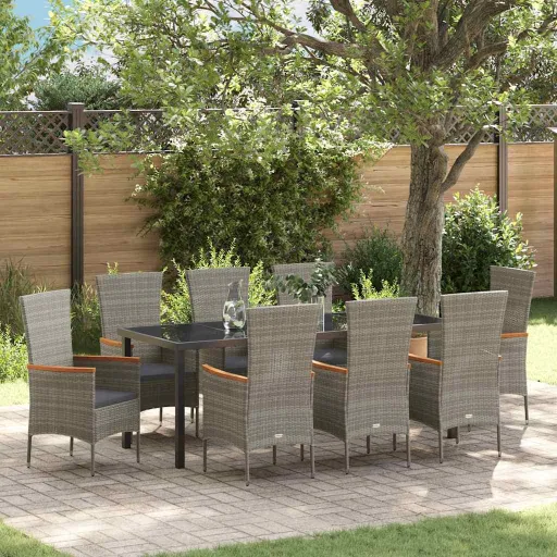 Conjunto de Jantar para Jardim   Cinzeto Aço Revestido a pó (9 pcs)