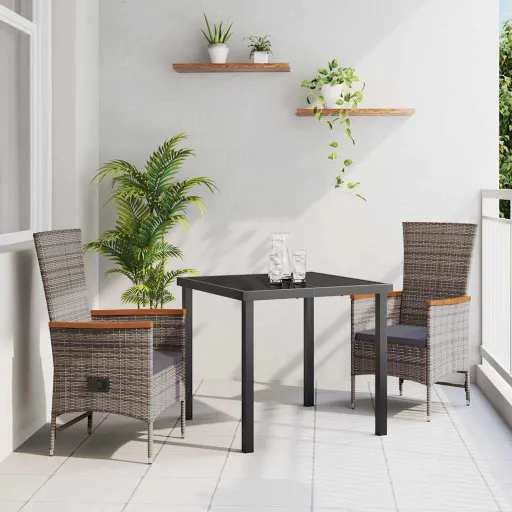 Conjunto de Jantar para Jardim   Cinzeto Aço Revestido a pó (3 pcs)