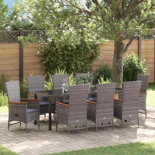 Conjunto de Jantar para Jardim   Cinzeto Aço Revestido a pó (9 pcs)