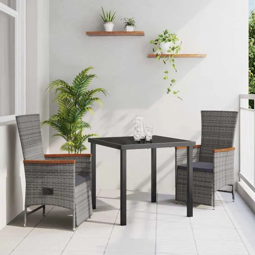 Conjunto de Jantar para Jardim   Cinzeto Vime PE (3 pcs)