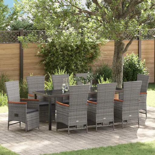 Conjunto de Jantar para Jardim   Cinzeto Vime PE (9 pcs)