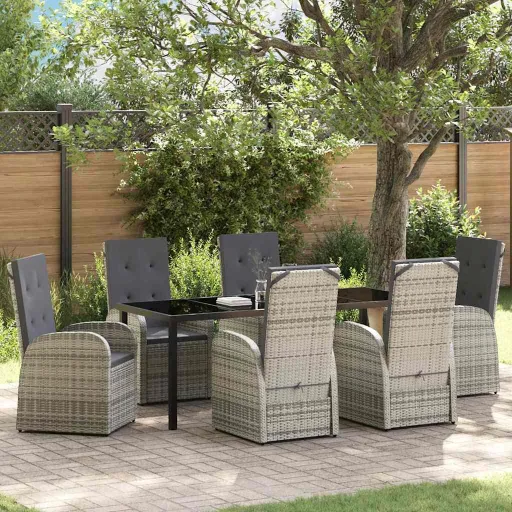 Conjunto de Jantar para Jardim   Cinzeto Vime PE (7 pcs)