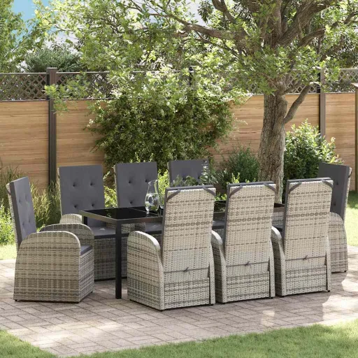 Conjunto de Jantar para Jardim   Cinzeto Vime PE (9 pcs)