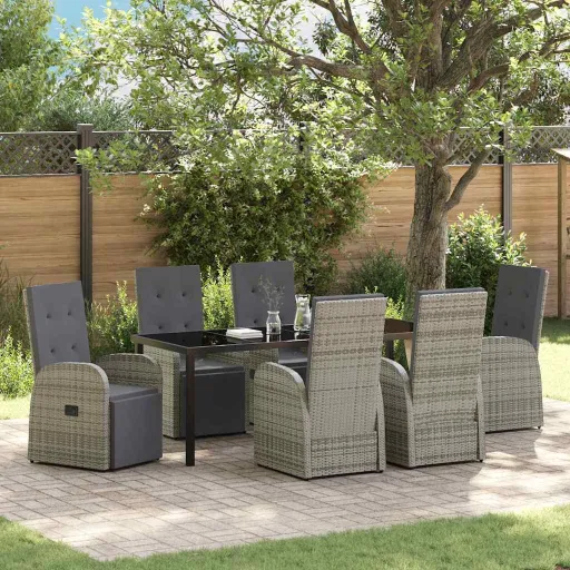 Conjunto de Jantar para Jardim   Cinzeto Vime PE (7 pcs)