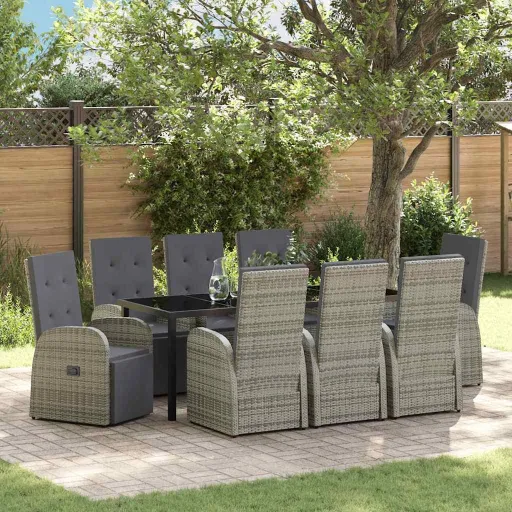 Conjunto de Jantar para Jardim   Cinzeto Vime PE (9 pcs)