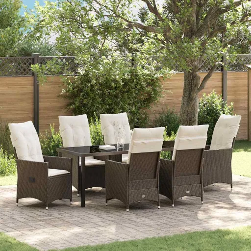 Conjunto de Jantar para Jardim   Castanho Vime PE (7 pcs)