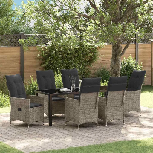 Conjunto de Jantar para Jardim   Cinzeto Vime PE (7 pcs)